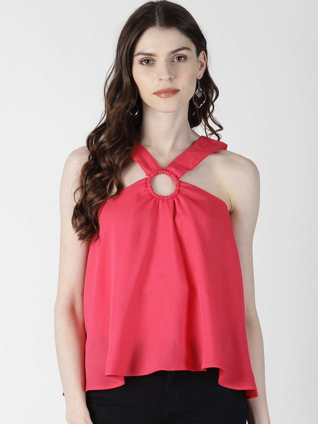 AARA Women Pink Solid A-Line Top