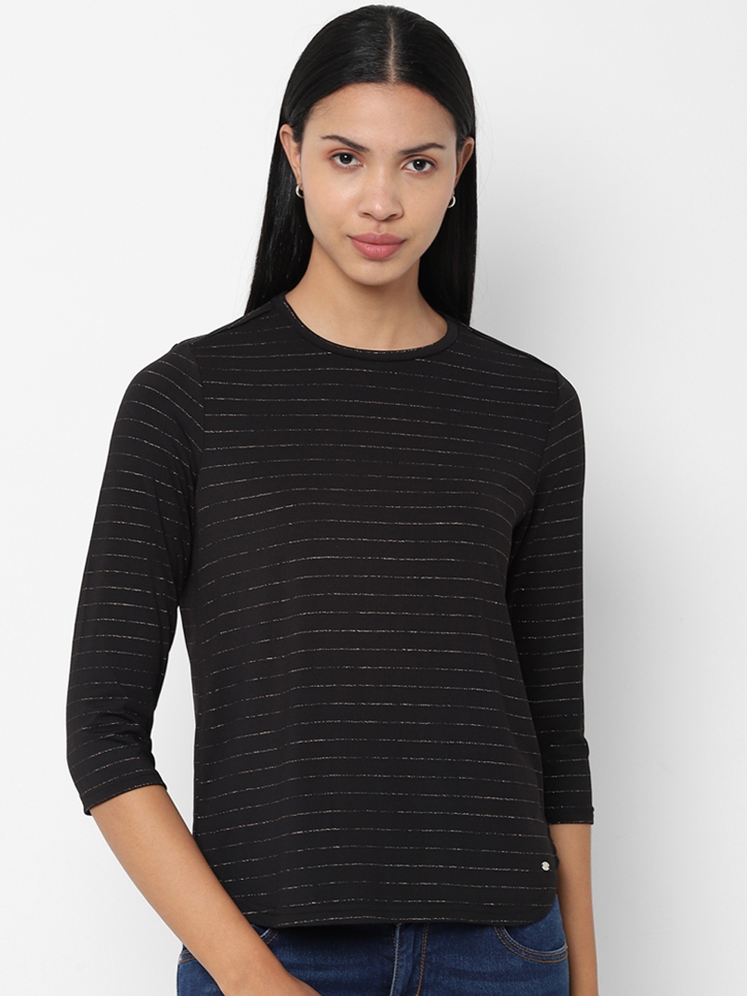 

Allen Solly Woman Black Striped Knitted Top