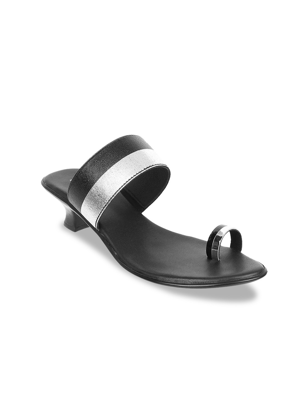 

Metro Women Black & Silver-Toned Colourblocked Heels