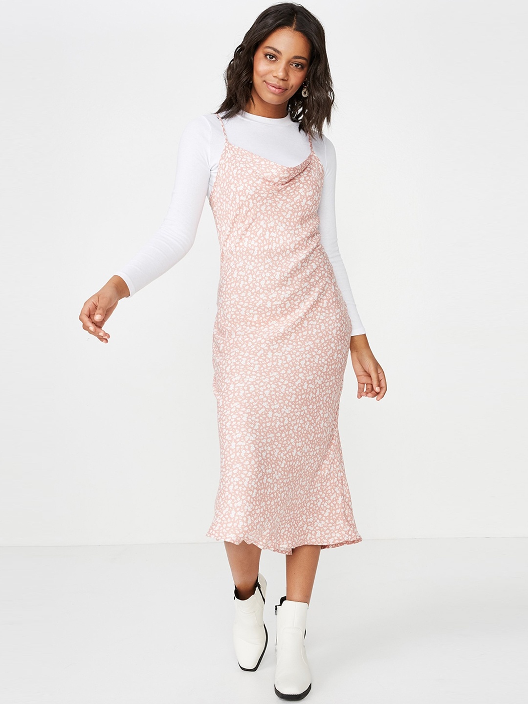 

COTTON ON Women Pink Floral Printed Sheath Dress