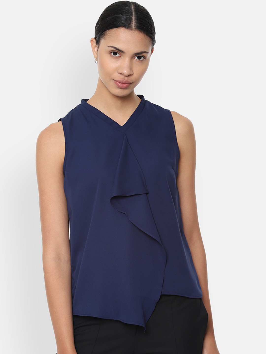 

Van Heusen Woman Women Navy Blue Solid Top