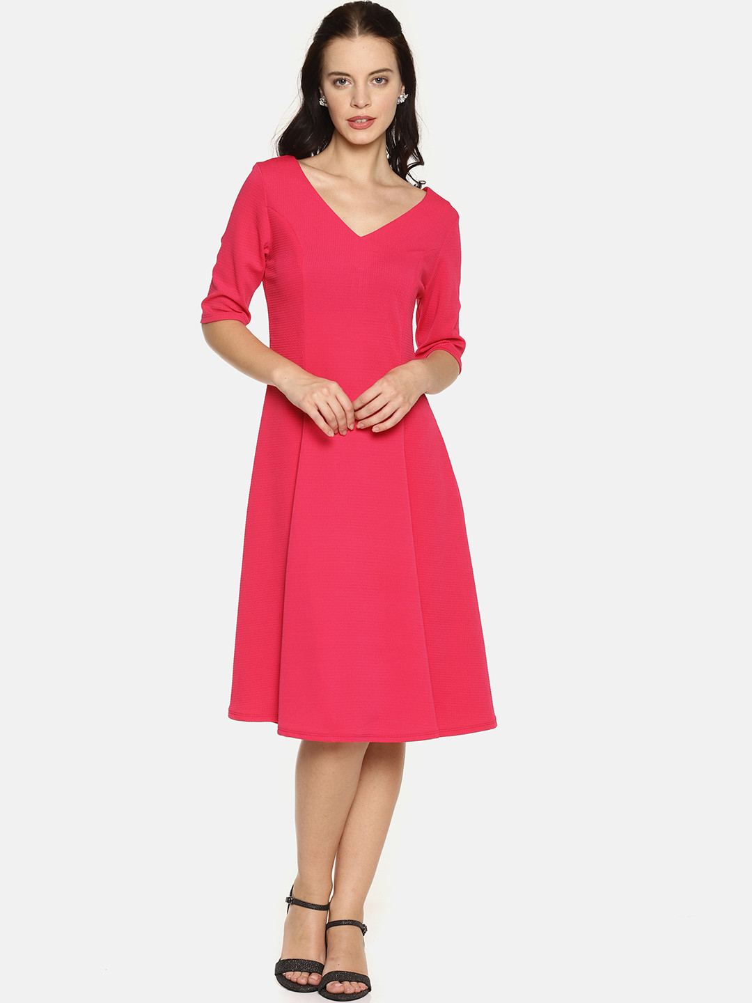 

AARA Women Pink Solid A-Line Dress