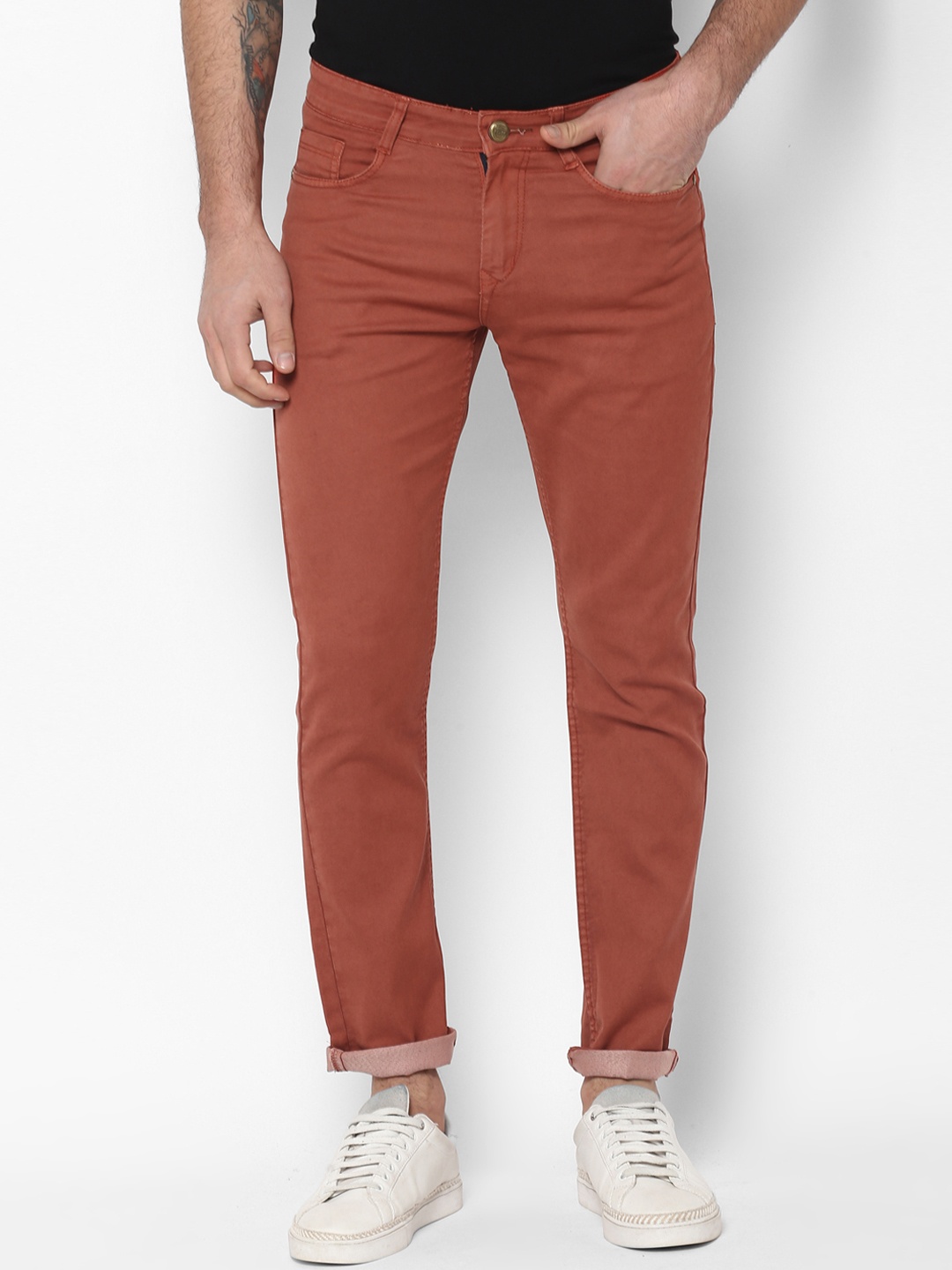 

Urbano Fashion Men Rust Brown Slim Fit Mid-Rise Clean Look Stretchable Jeans