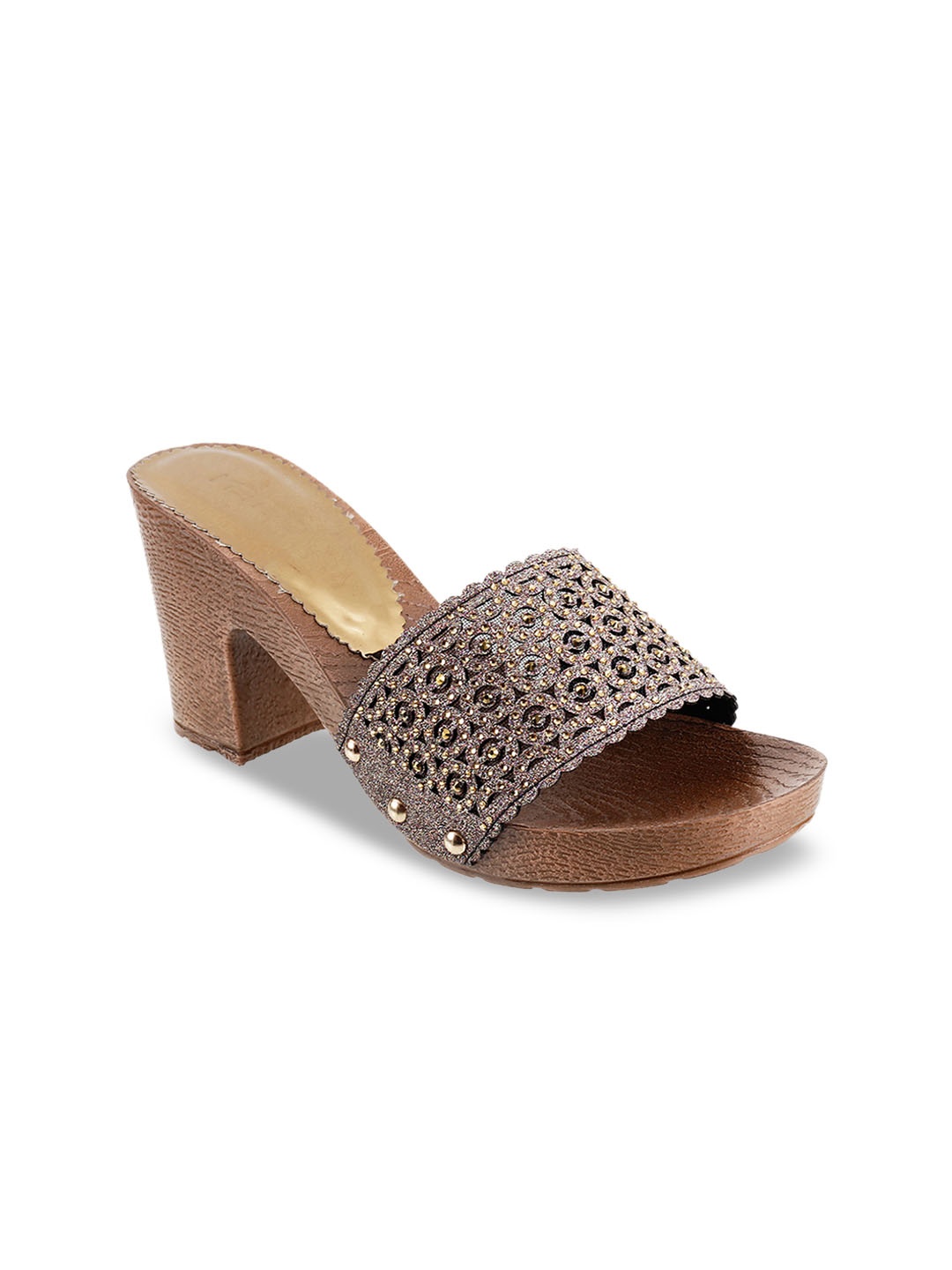 

Metro Women Gunmetal-Toned Embellished Heels, Metallic