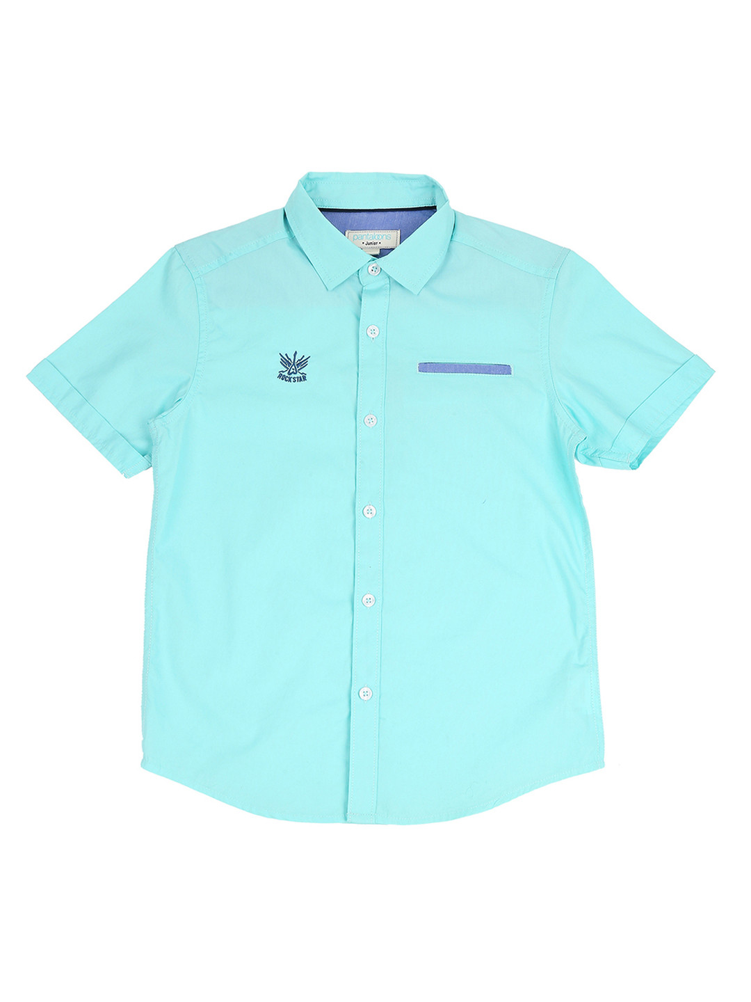 

Pantaloons Junior Boys Blue Regular Fit Solid Casual Shirt