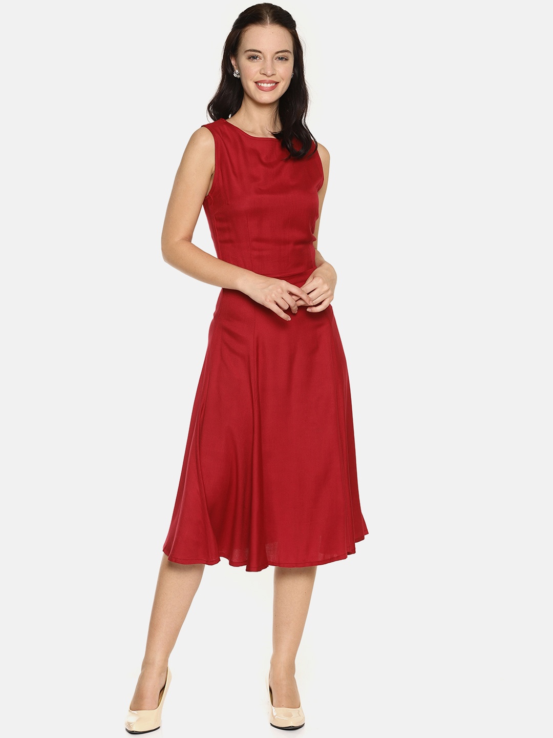 

AARA Women Red Solid A-Line Dress
