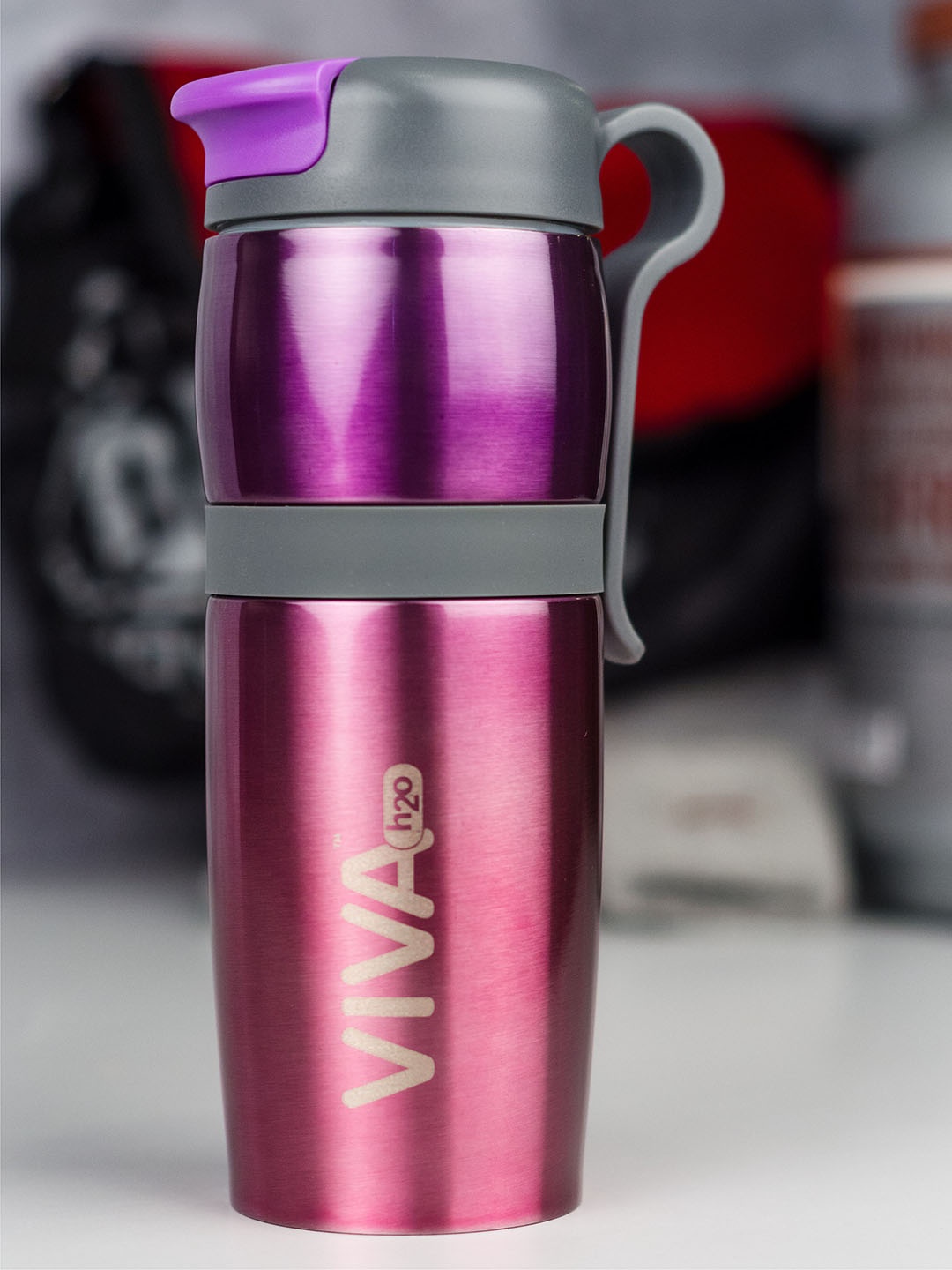 

VIVA h2o Pink & Grey Printed Stainless Steel Vaccum Insulated Travel Mug 420 ml