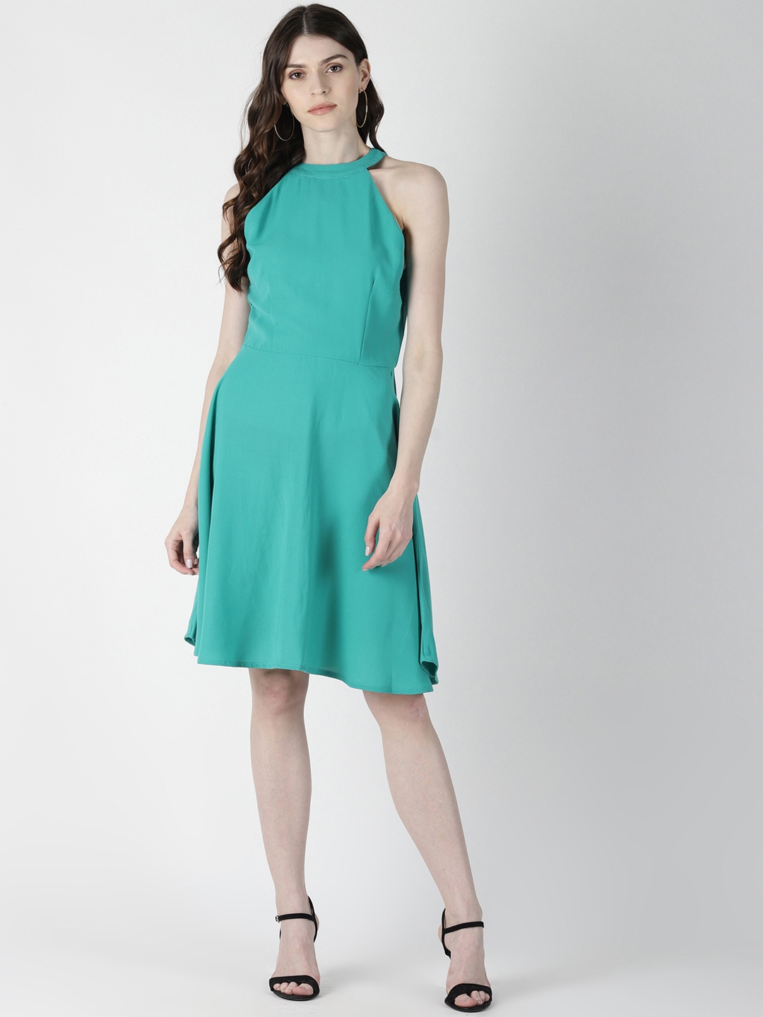 

AARA Women Sea Green Solid A-Line Dress