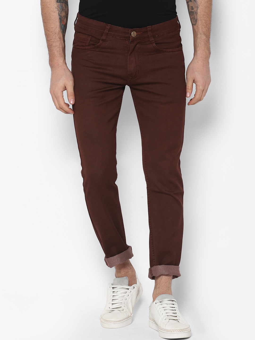 

Urbano Fashion Men Brown Slim Fit Mid-Rise Clean Look Stretchable Jeans