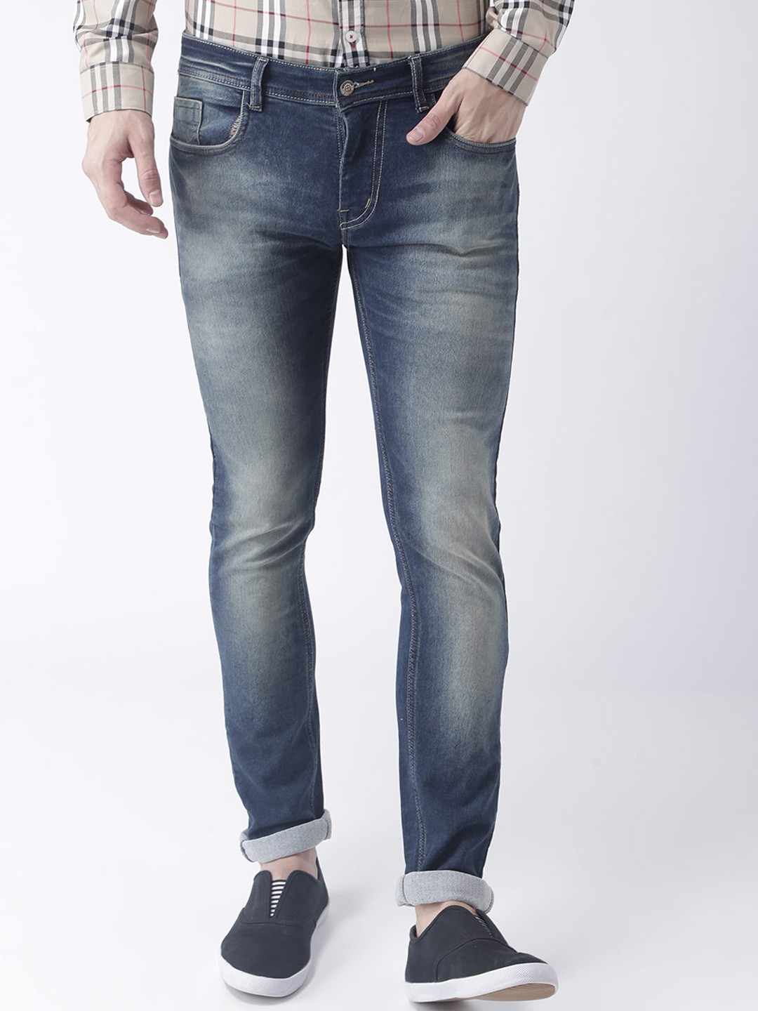 

Hangup Men Blue Regular Fit Mid-Rise Clean Look Stretchable Jeans