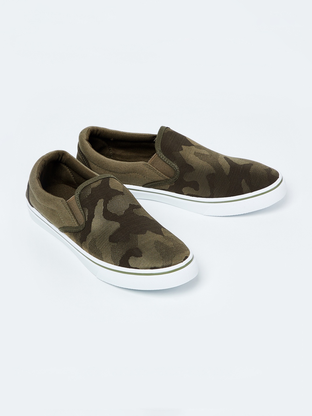 

Fame Forever by Lifestyle Boys Olive Green Camouflage Slip-On Sneakers