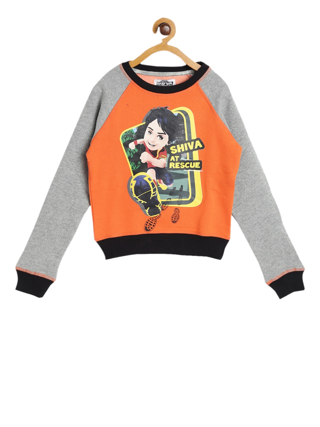 

toothless Boys Grey & Orange Shiva Printed Sweatshirt