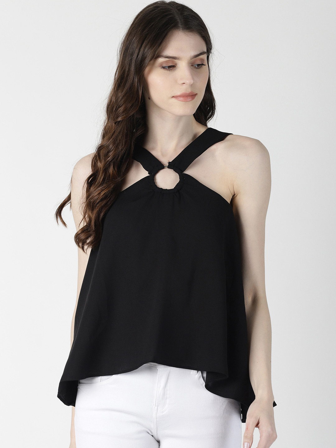 

AARA Women Black Solid A-Line Top