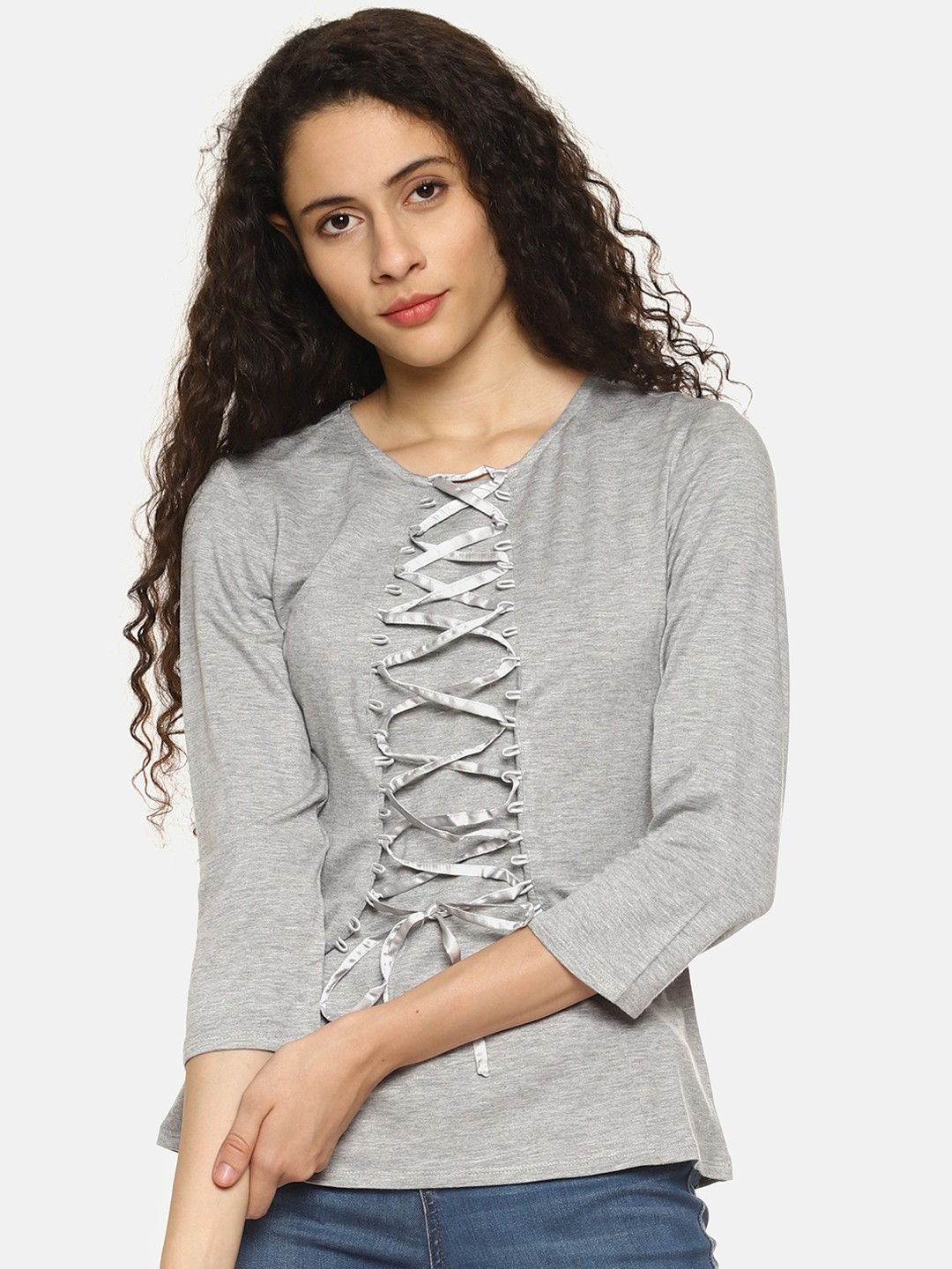 

AARA Women Grey Solid Top