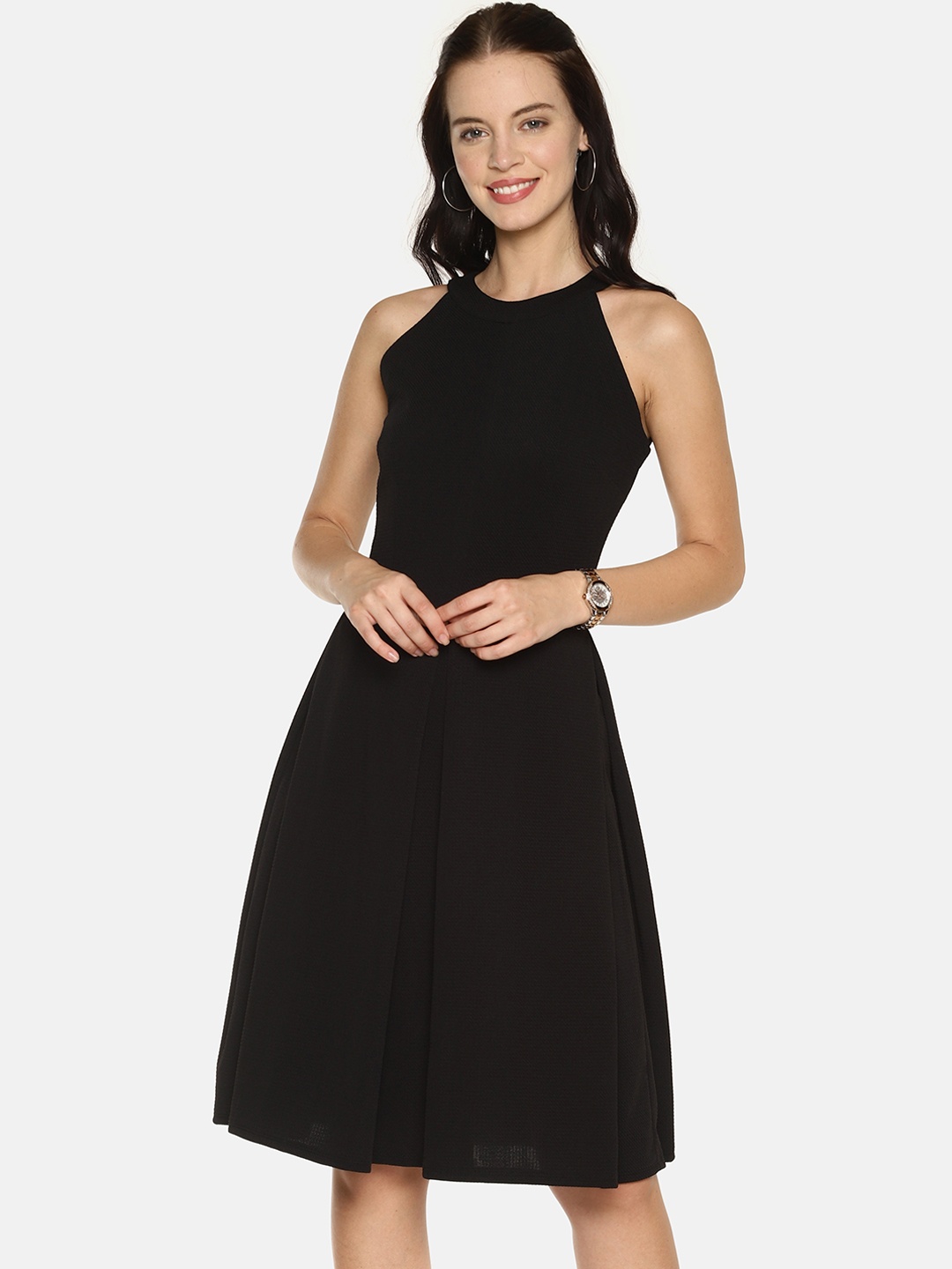 

AARA Women Black Solid A-Line Dress