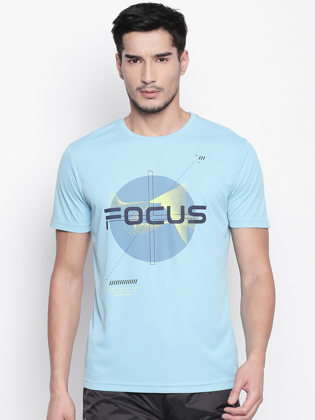 

Ajile by Pantaloons Men Blue Printed Round Neck T-shirt
