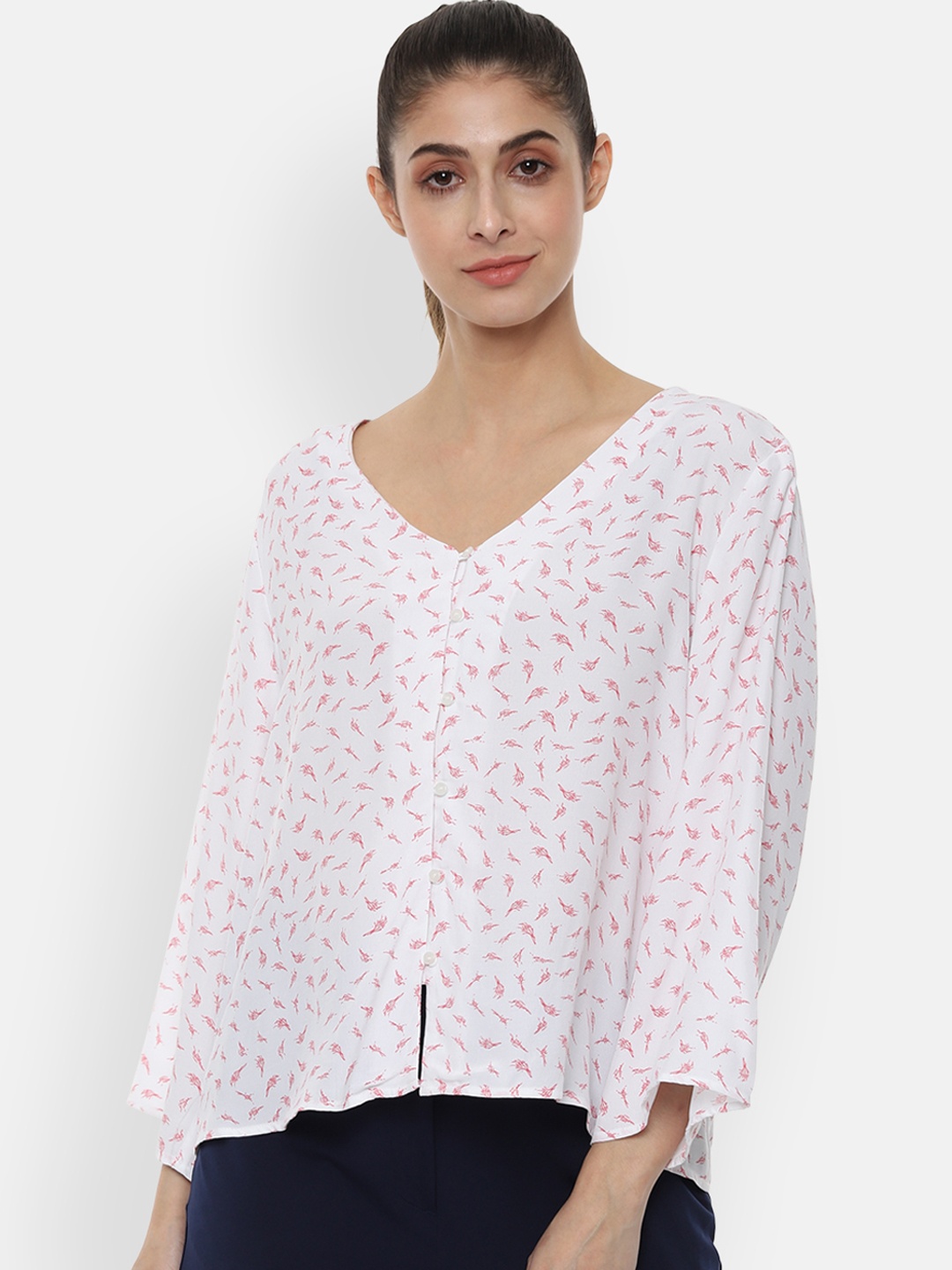 

Van Heusen Woman White Printed A-Line Top