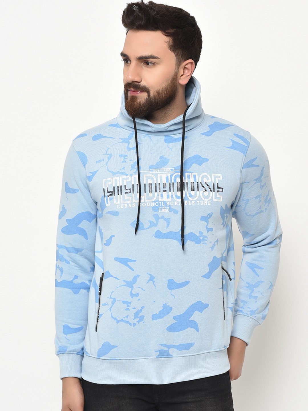 

Duke Men Blue & White Printed Sweatshirt