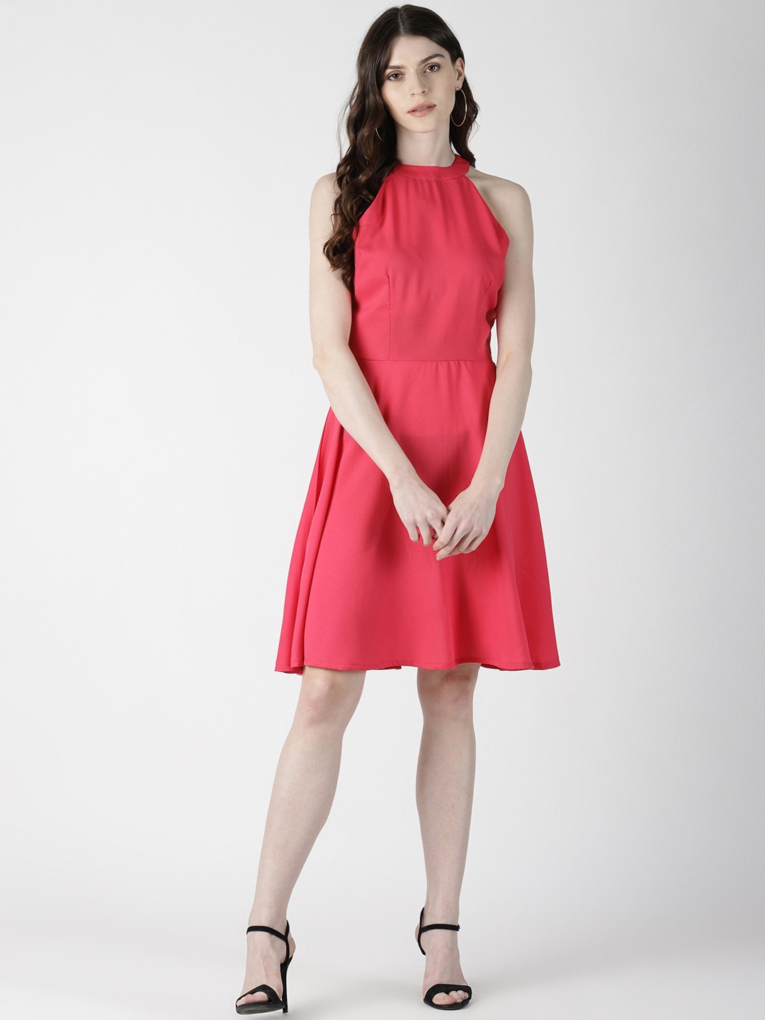 

AARA Women Pink Solid A-Line Dress