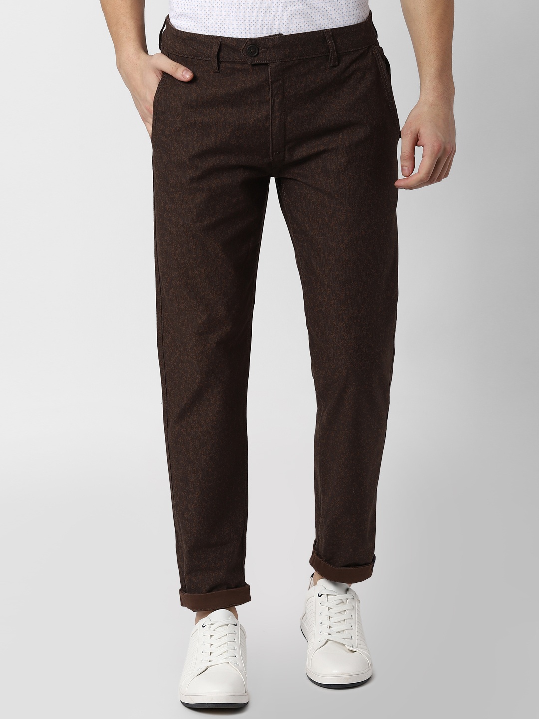 

Peter England Casuals Men Brown Slim Fit Solid Regular Trousers