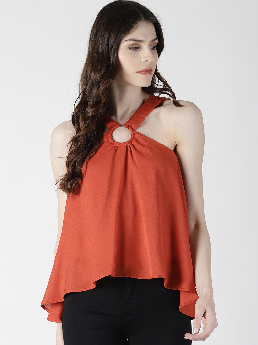 AARA Women Rust Solid A-Line Top