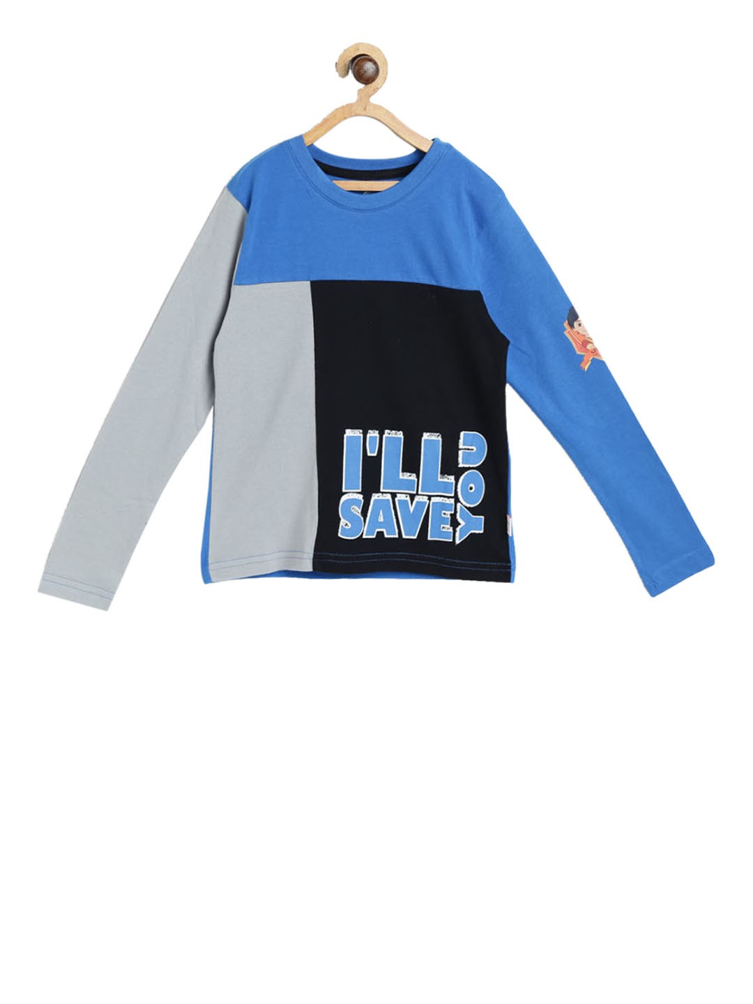 

toothless Boys Blue & Grey Shiva Colourblocked Round Neck T-Shirt