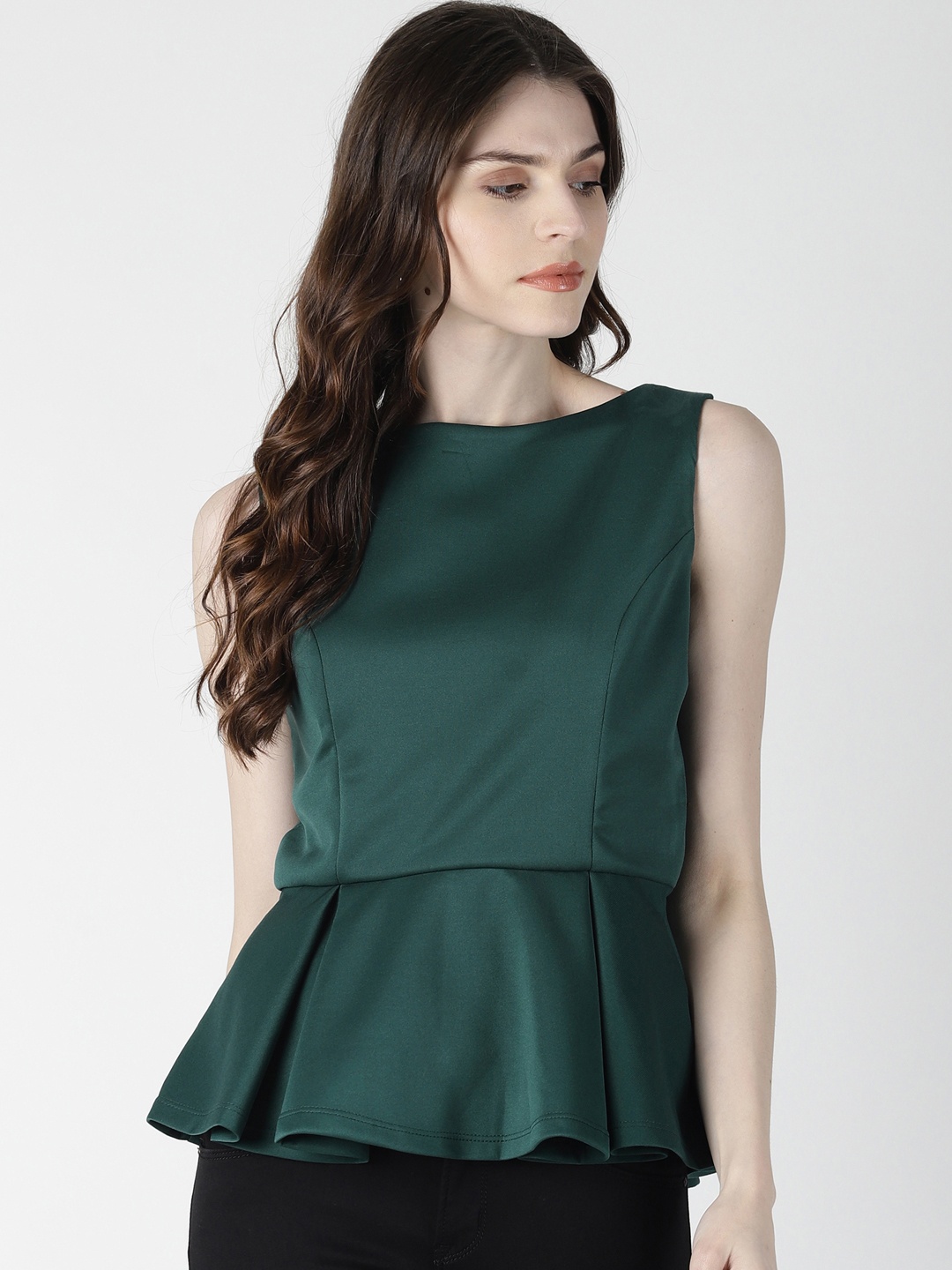 

AARA Women Green Solid Peplum Top