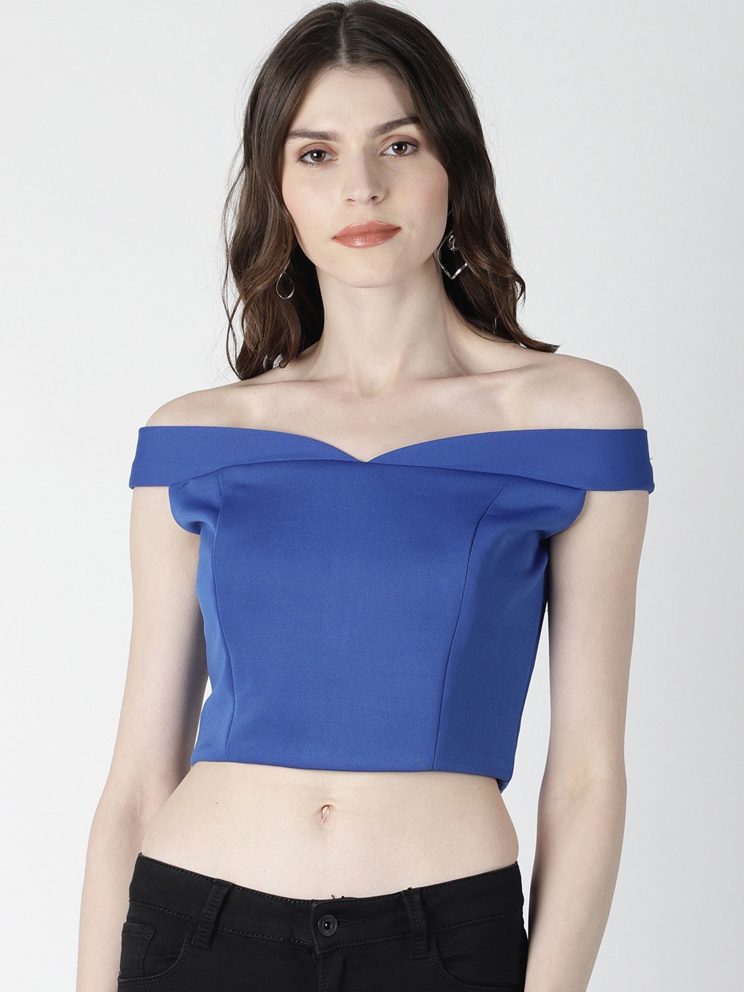 

AARA Women Blue Solid Crop Top