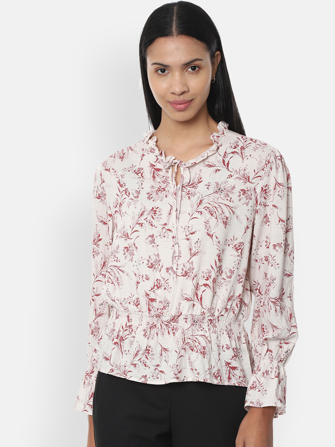 

Van Heusen Woman Cream-Coloured Printed Top