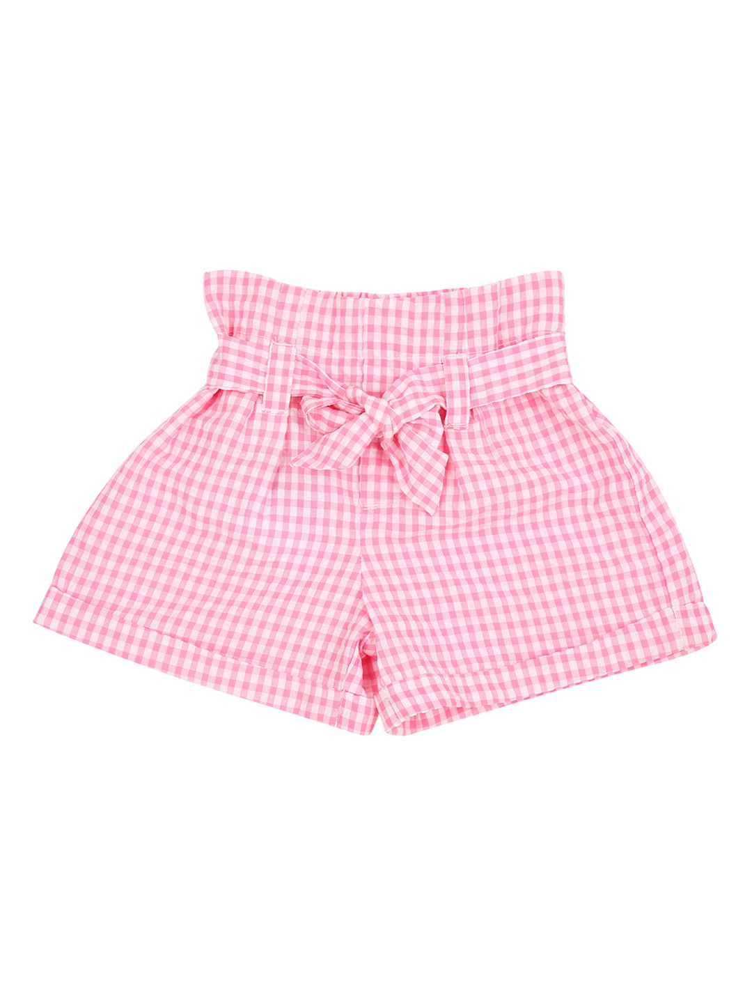 

Pantaloons Baby Girls Pink Checked Hot Pants Shorts