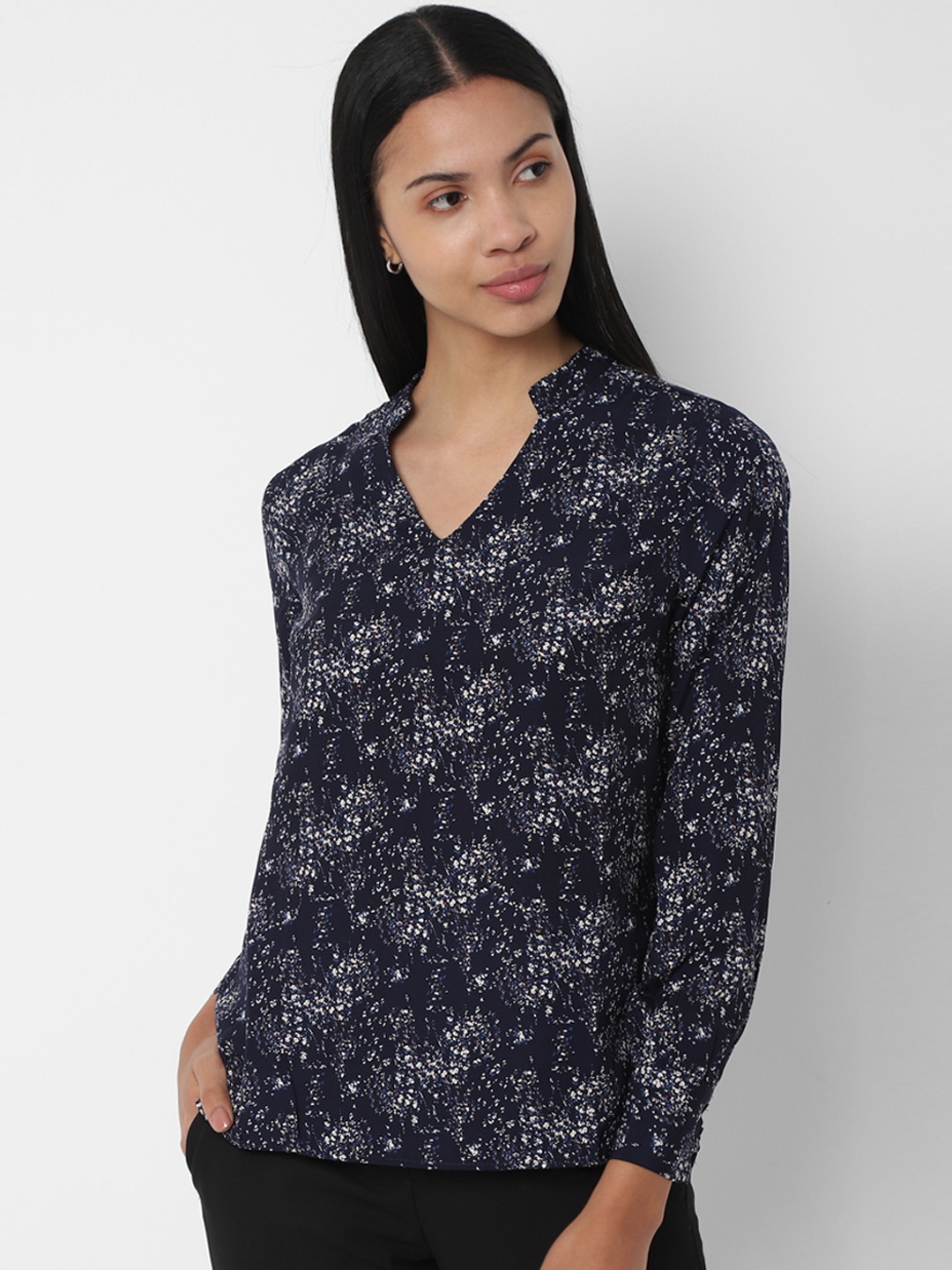 

Allen Solly Woman Navy Blue Printed Top