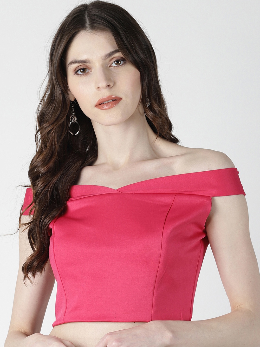 

AARA Women Pink Solid Bardot Top