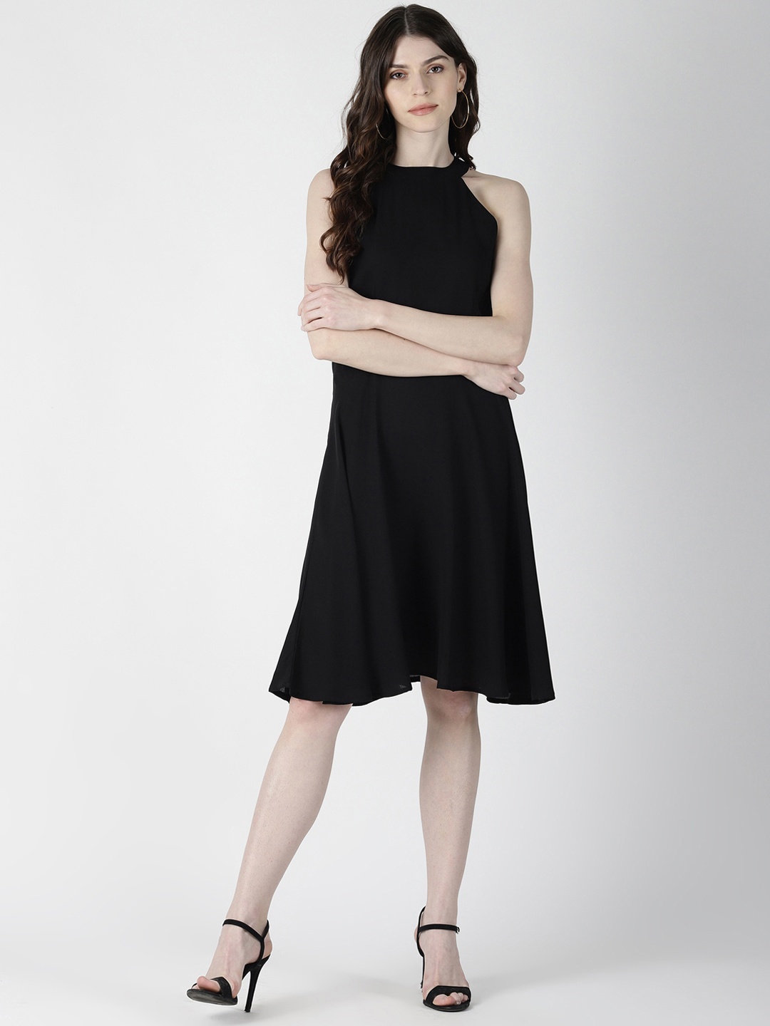 

AARA Women Black Solid A-Line Dress