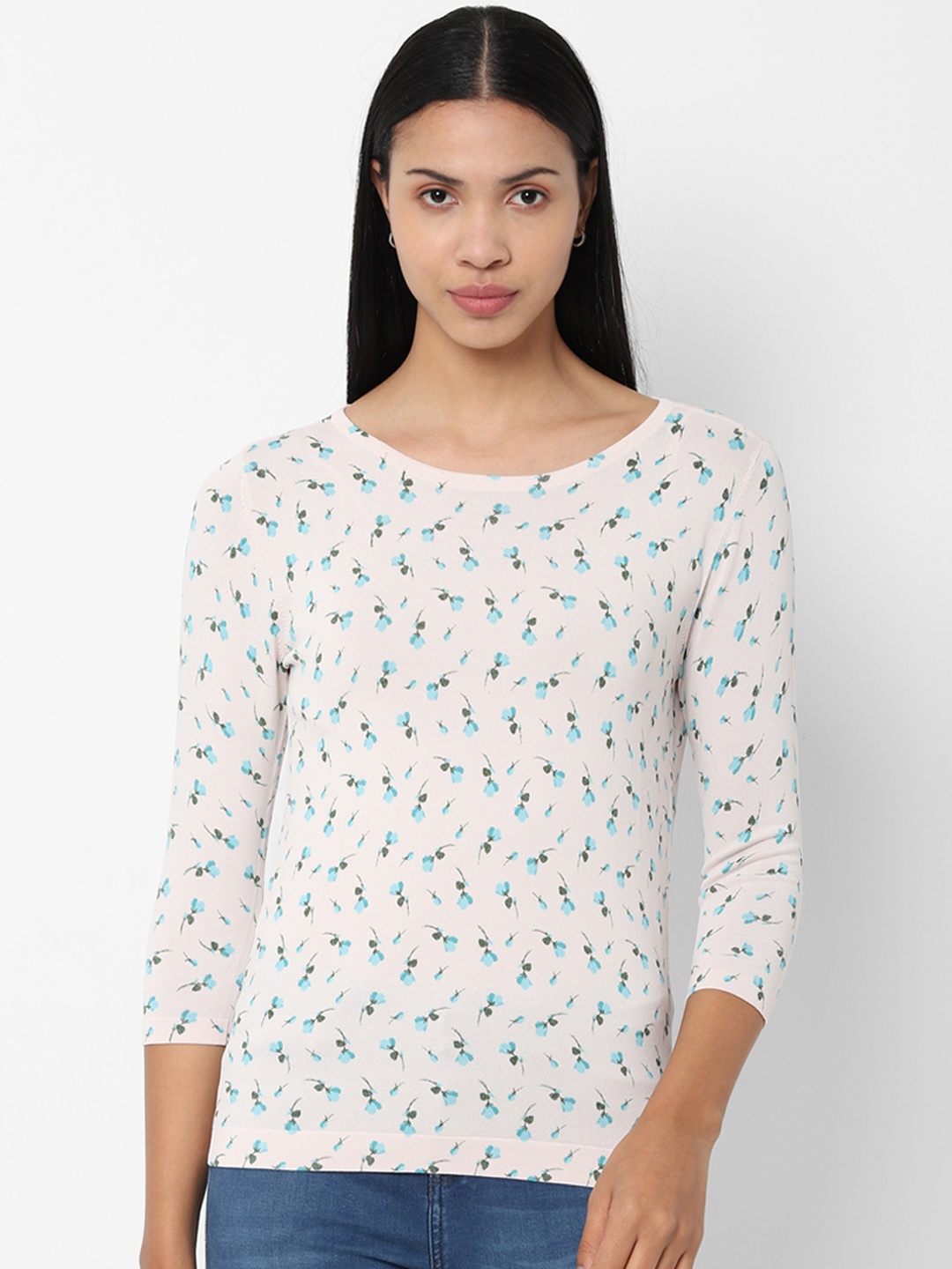 

Allen Solly Woman White & Blue Printed Top