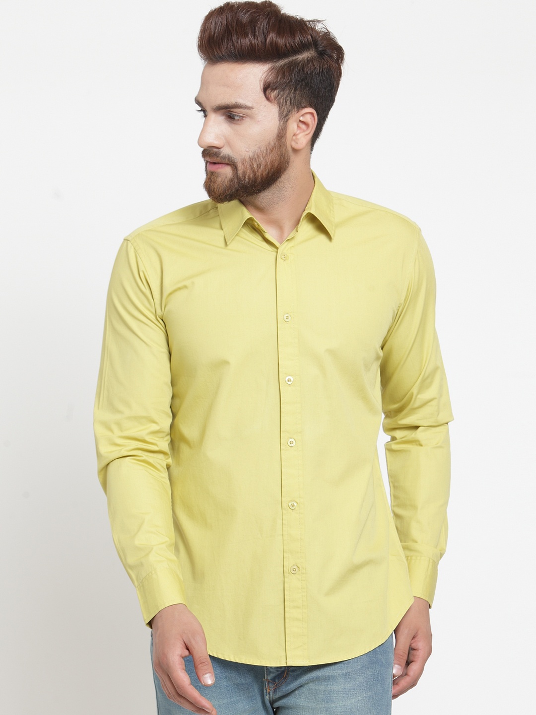

Purple State Men Lime Green Solid Regular Fit Casual Shirt