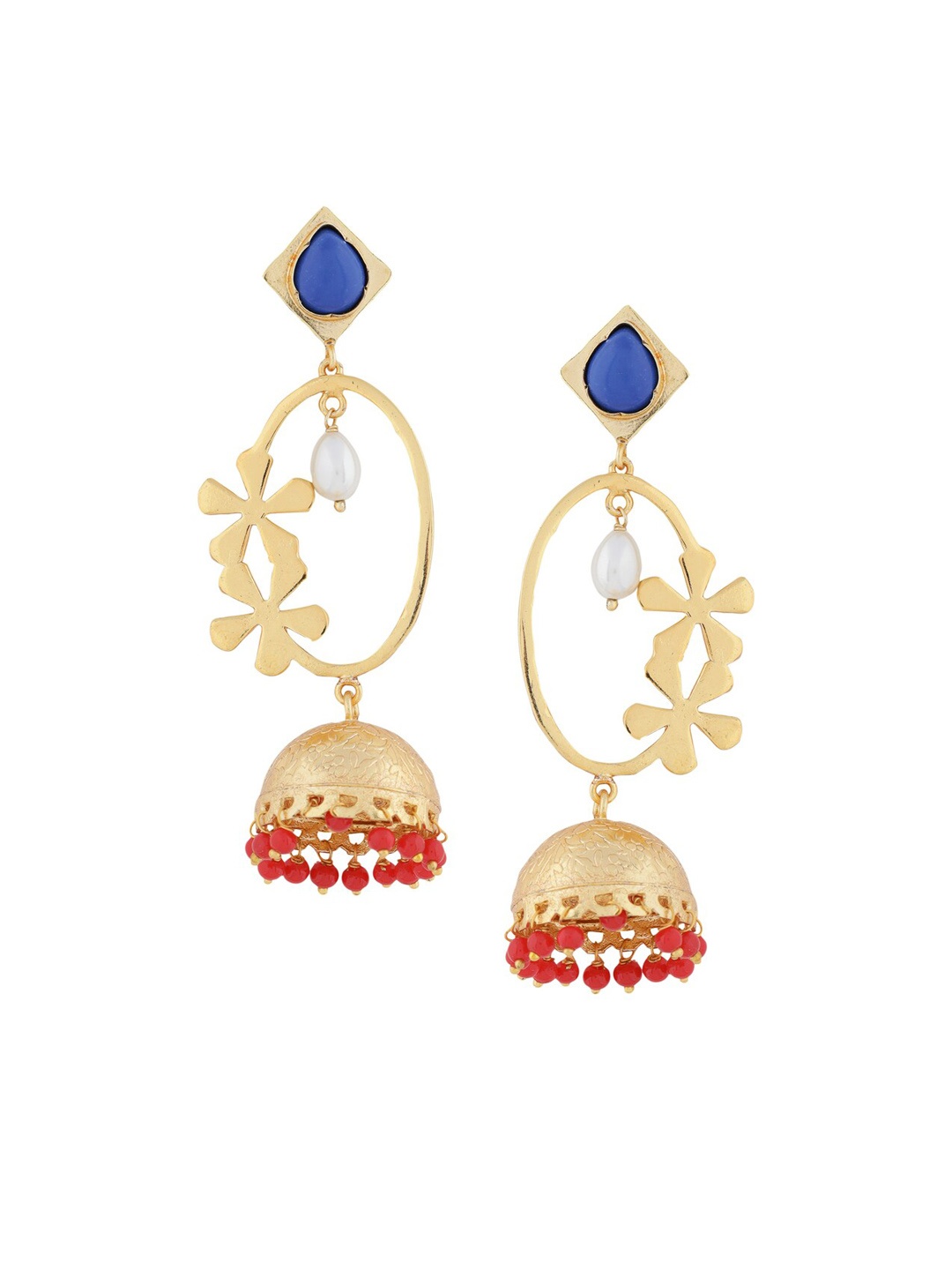 

Tistabene Blue Gold-Plated Floral Jhumkas