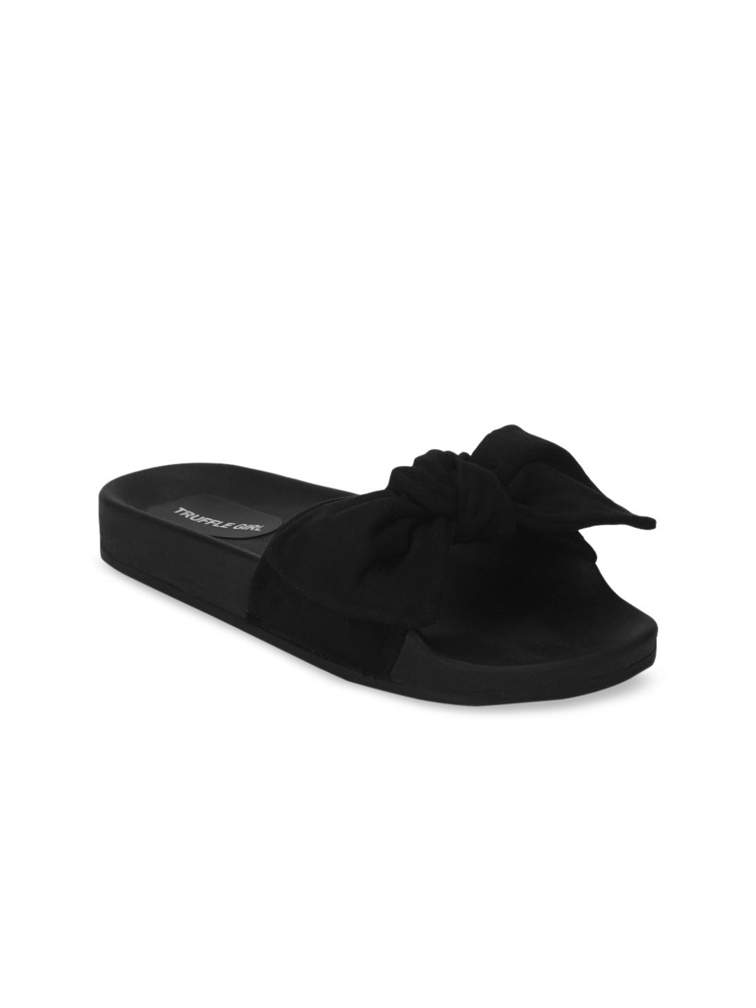 

Truffle Collection Women Black Solid Suede Open Toe Flats