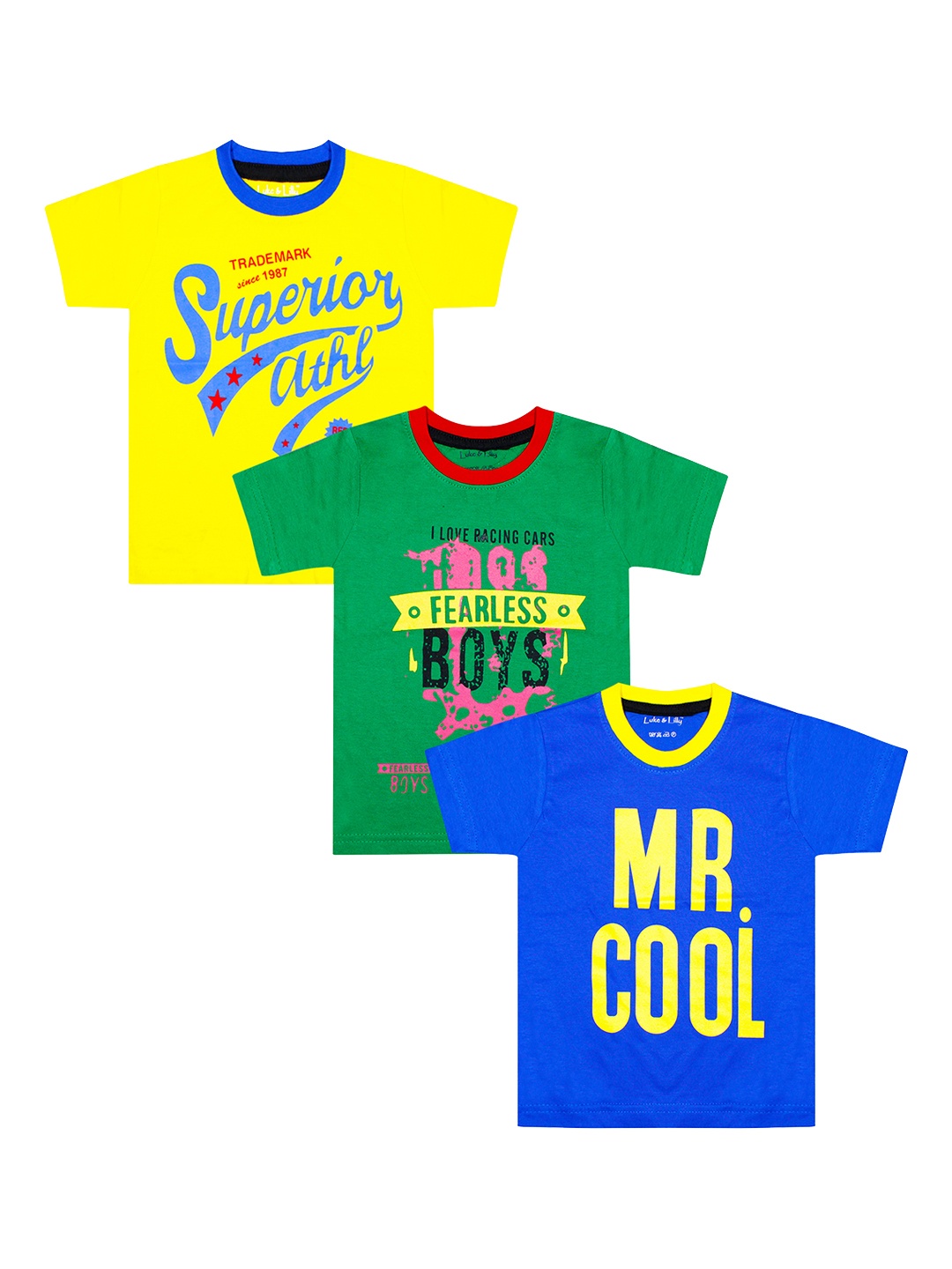 

Luke & Lilly Boys Pack Of 3 Printed Round Neck T-shirts, Green