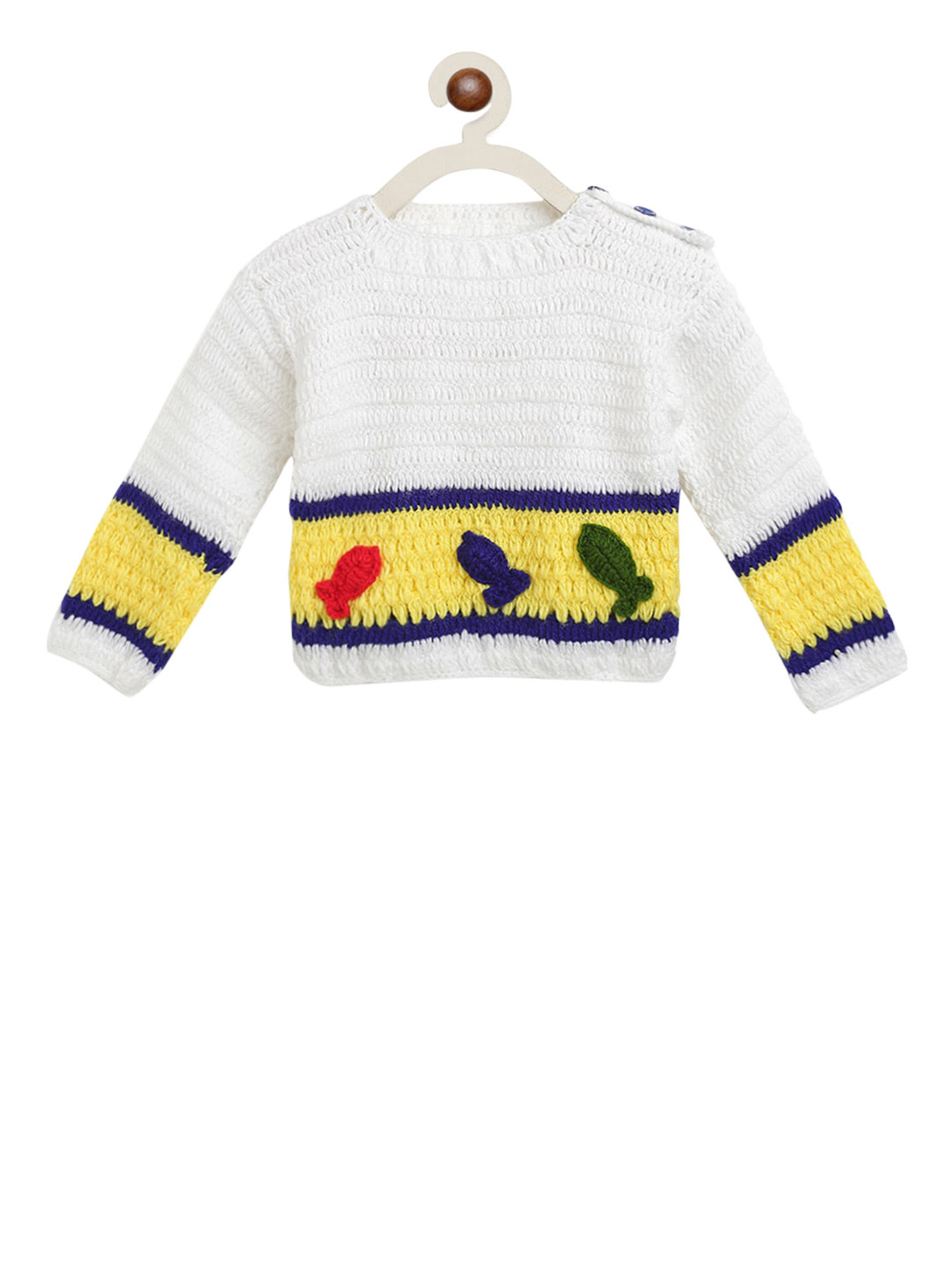 

CHUTPUT Unisex Kids Cream-Coloured Self Design Pullover Sweater