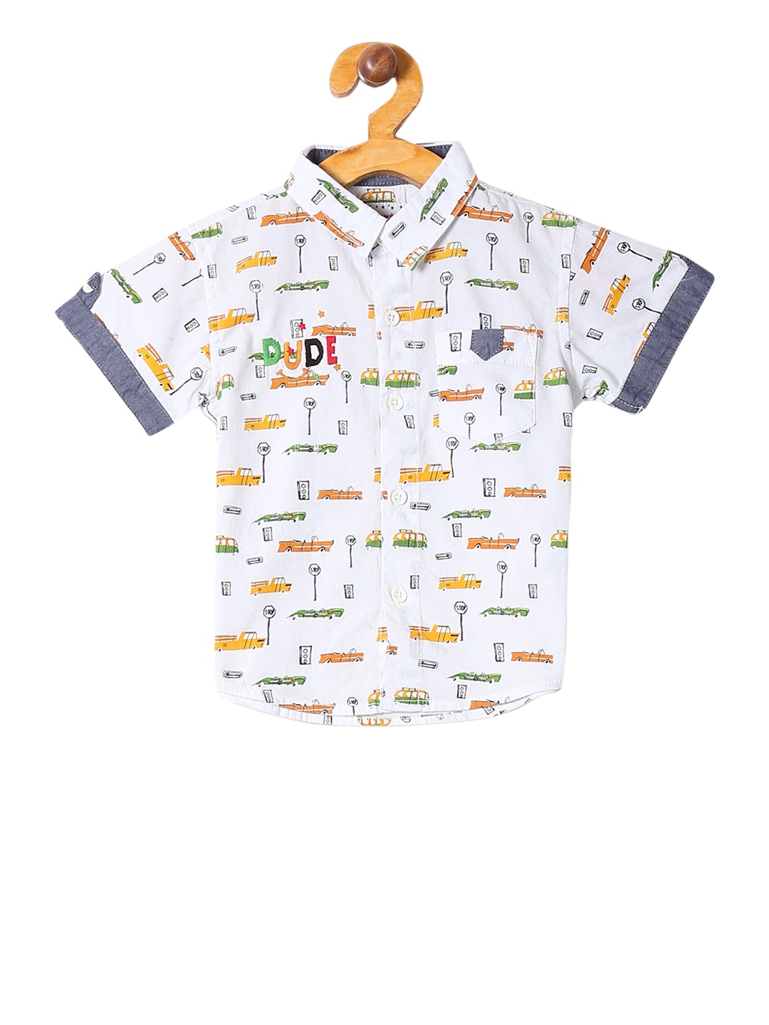 

Donuts Boys White & Grey Regular Fit Printed Casual Shirt