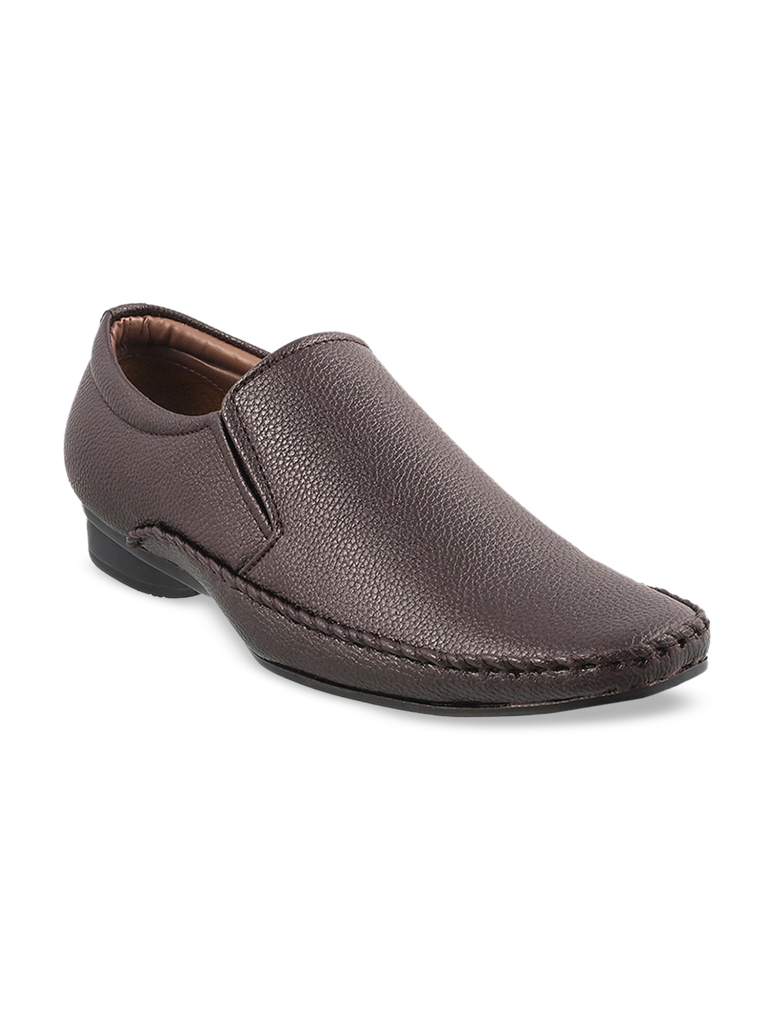 

WALKWAY by Metro Men Brown Solid Formal Slip-Ons