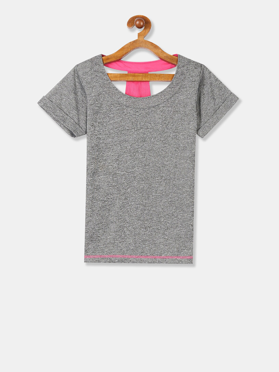 

Cherokee Girls Grey Solid Round Neck T-shirt