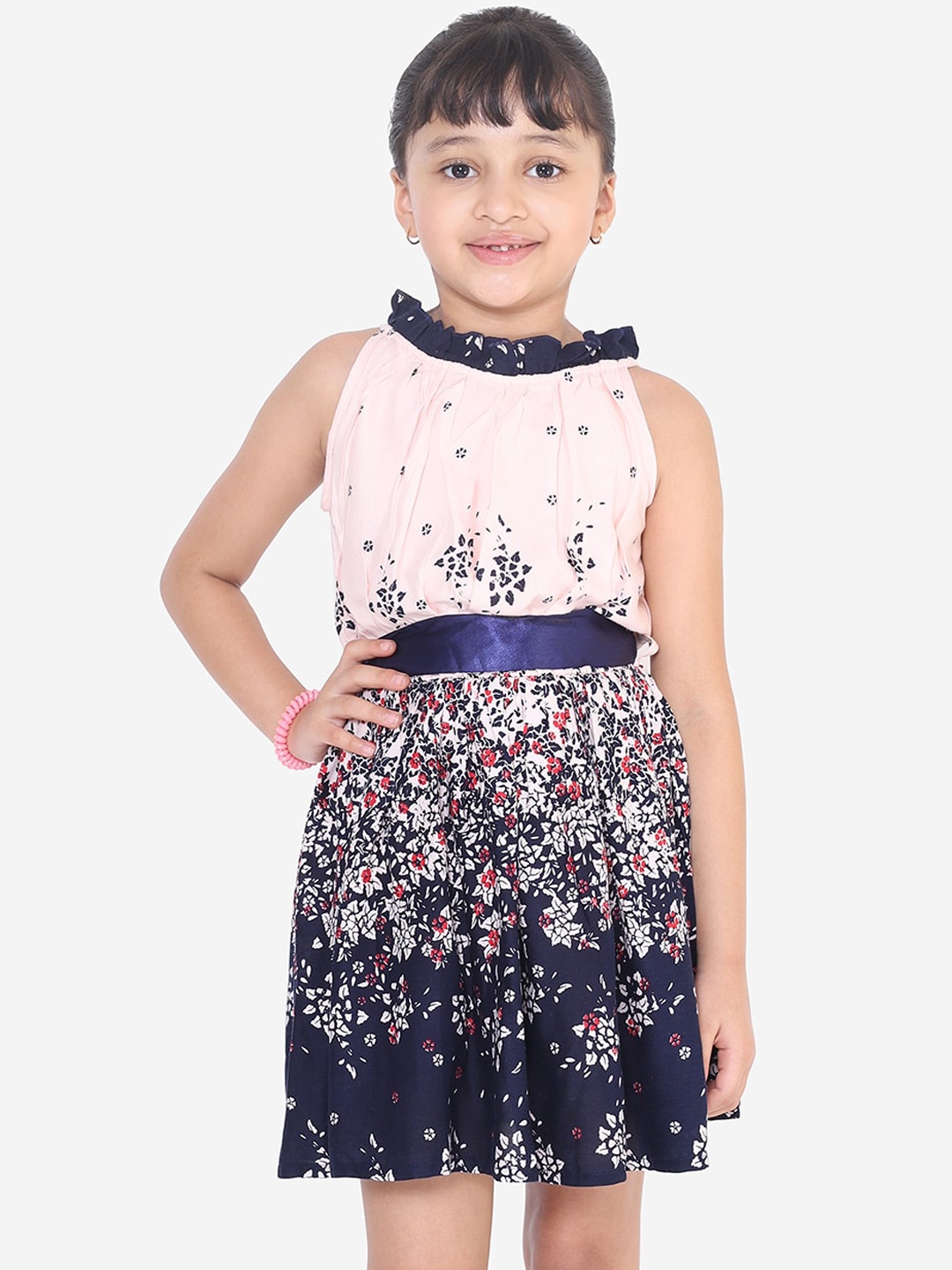 

Naughty Ninos Girls Pink Printed Fit and Flare Dress
