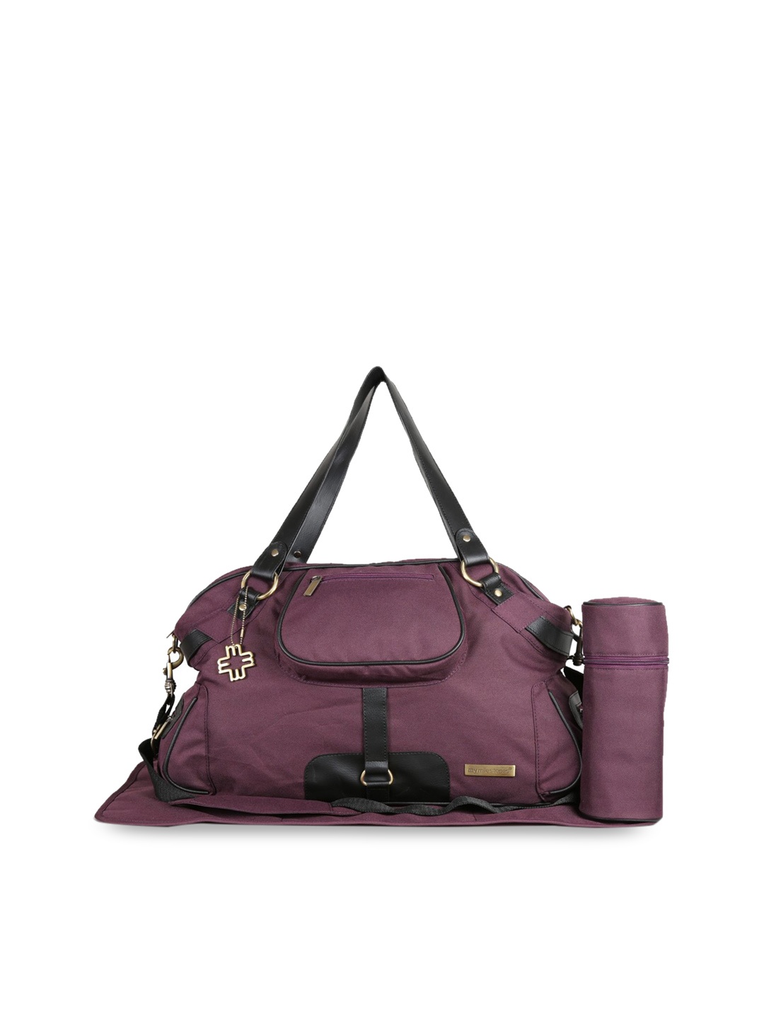 

My Milestones Purple Solid Diaper Bag with Bottle Holder & Changing Mat