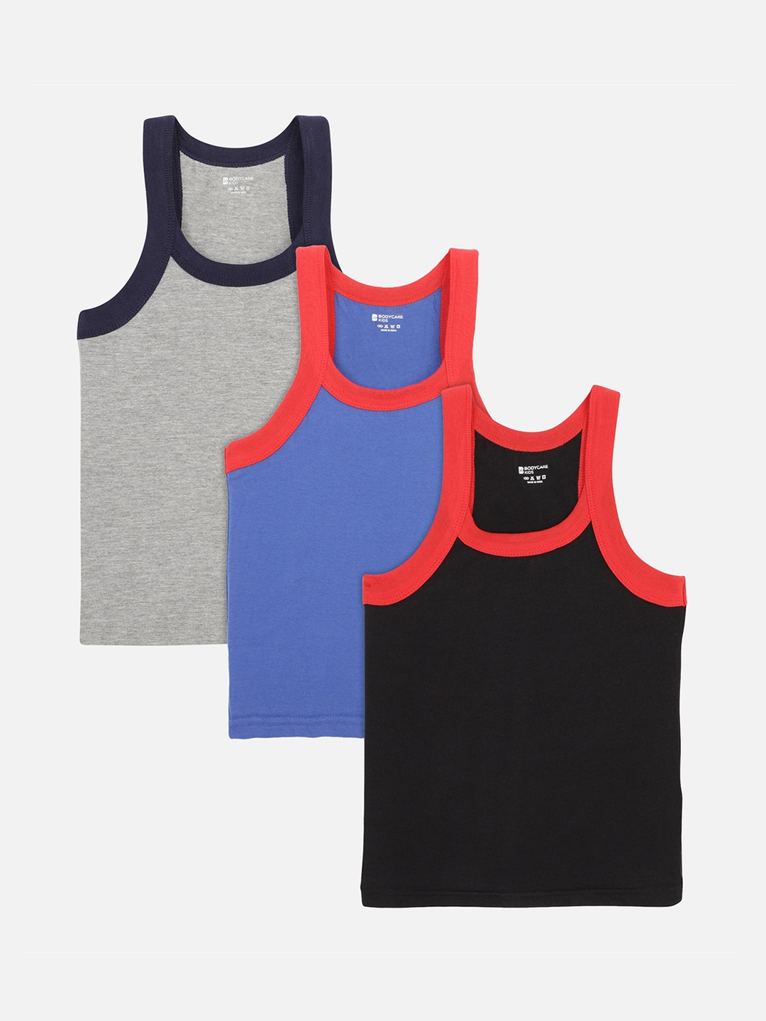 

Bodycare Kids Boys Pack Of 3 Solid Innerwear Vests, Black