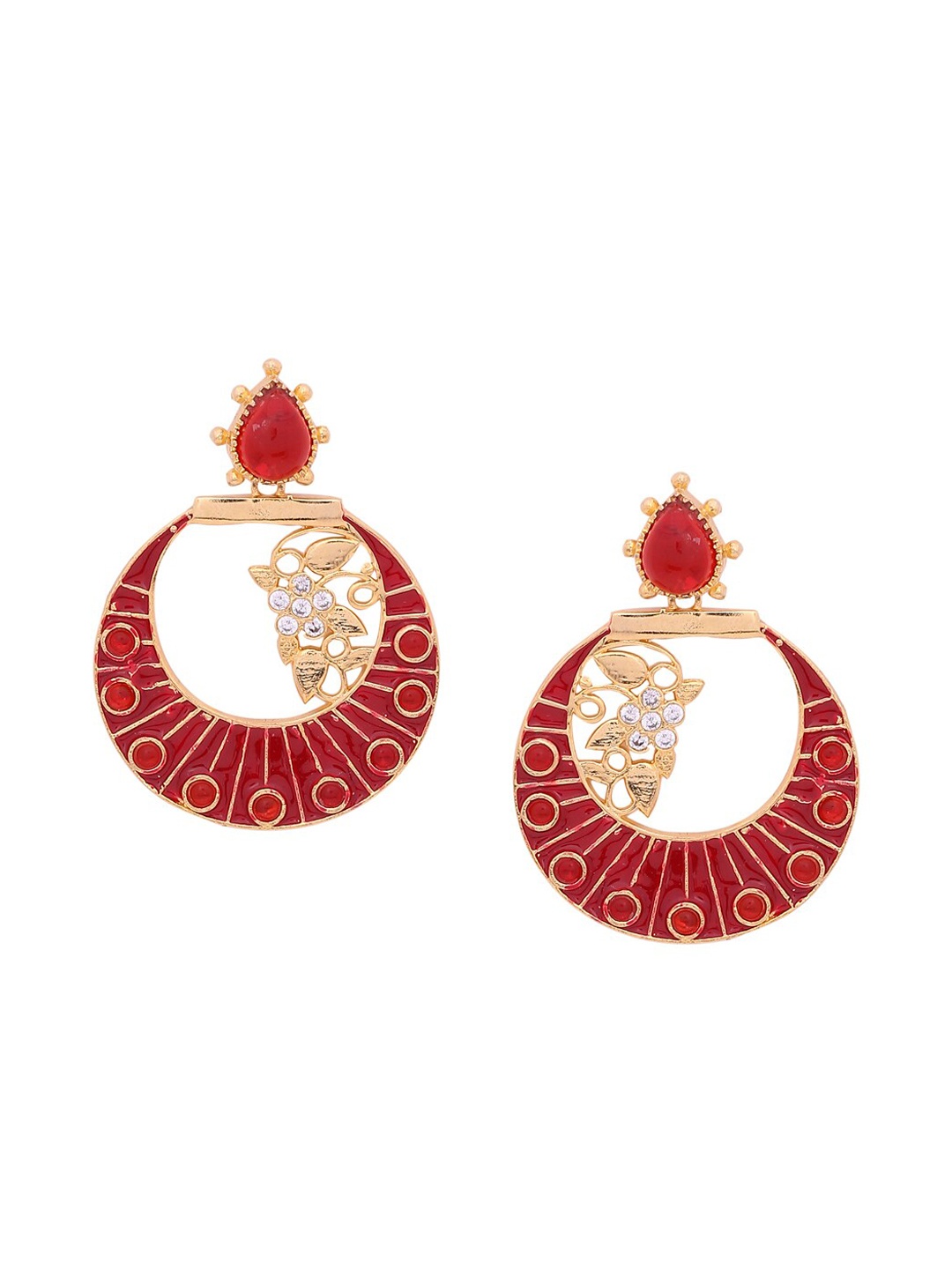 

Tistabene Red & Gold-Toned Circular Handcrafted Chandbalis