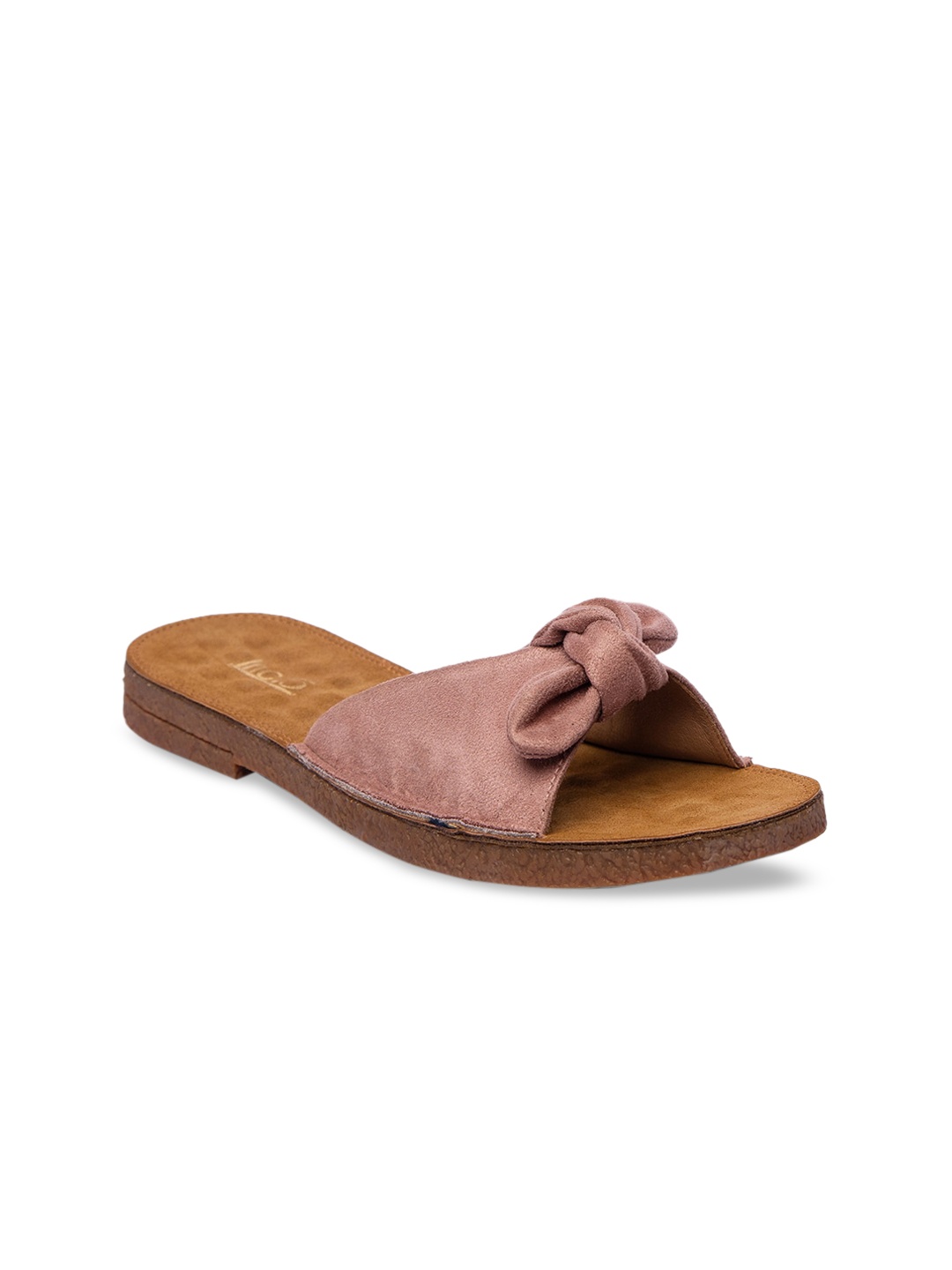 

Inc 5 Women Pink Solid Suede Open Toe Flats