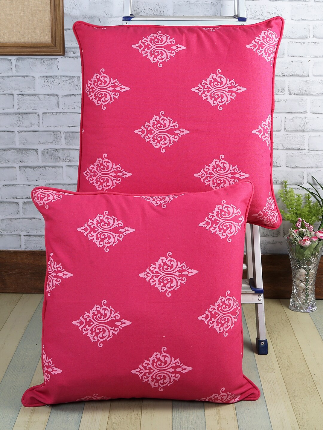 

Soumya Pink Set of 2 Ethnic Motifs Square Cushion Covers