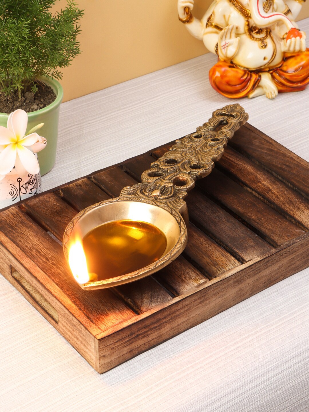 

Imli Street Gold-Toned Ornate Ritual Spoon Casted Diya