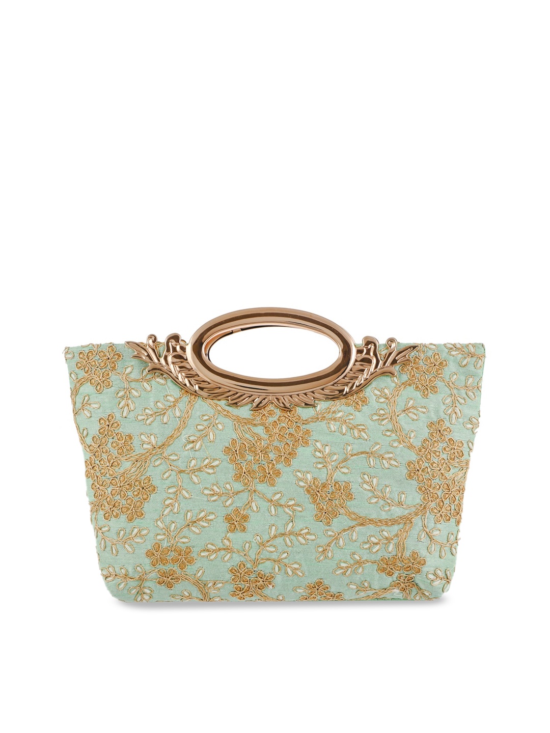 

Kuber Industries Green Embellished Handheld Bag